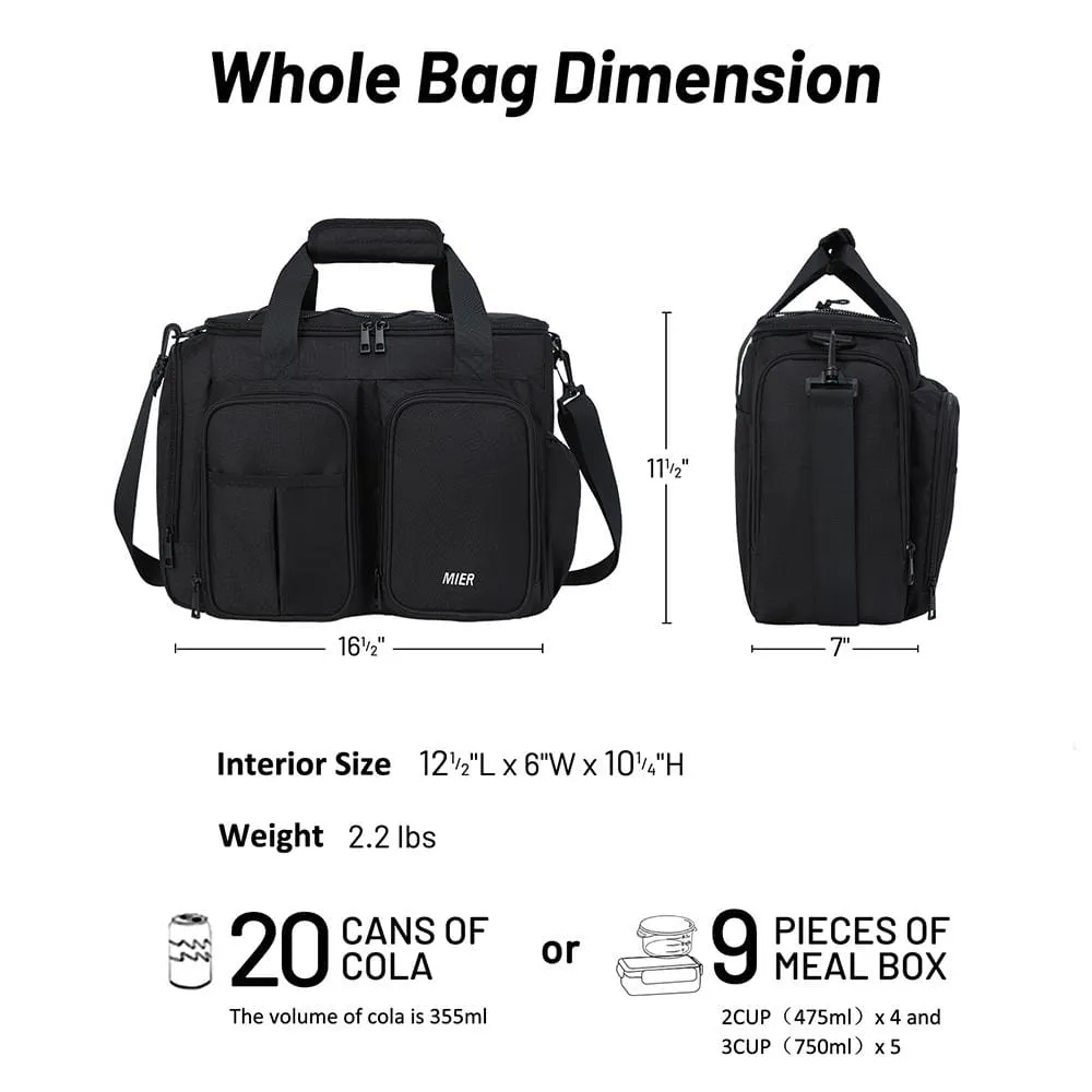 Large Insulated Lunch Cooler Bag with Multiple Pockets