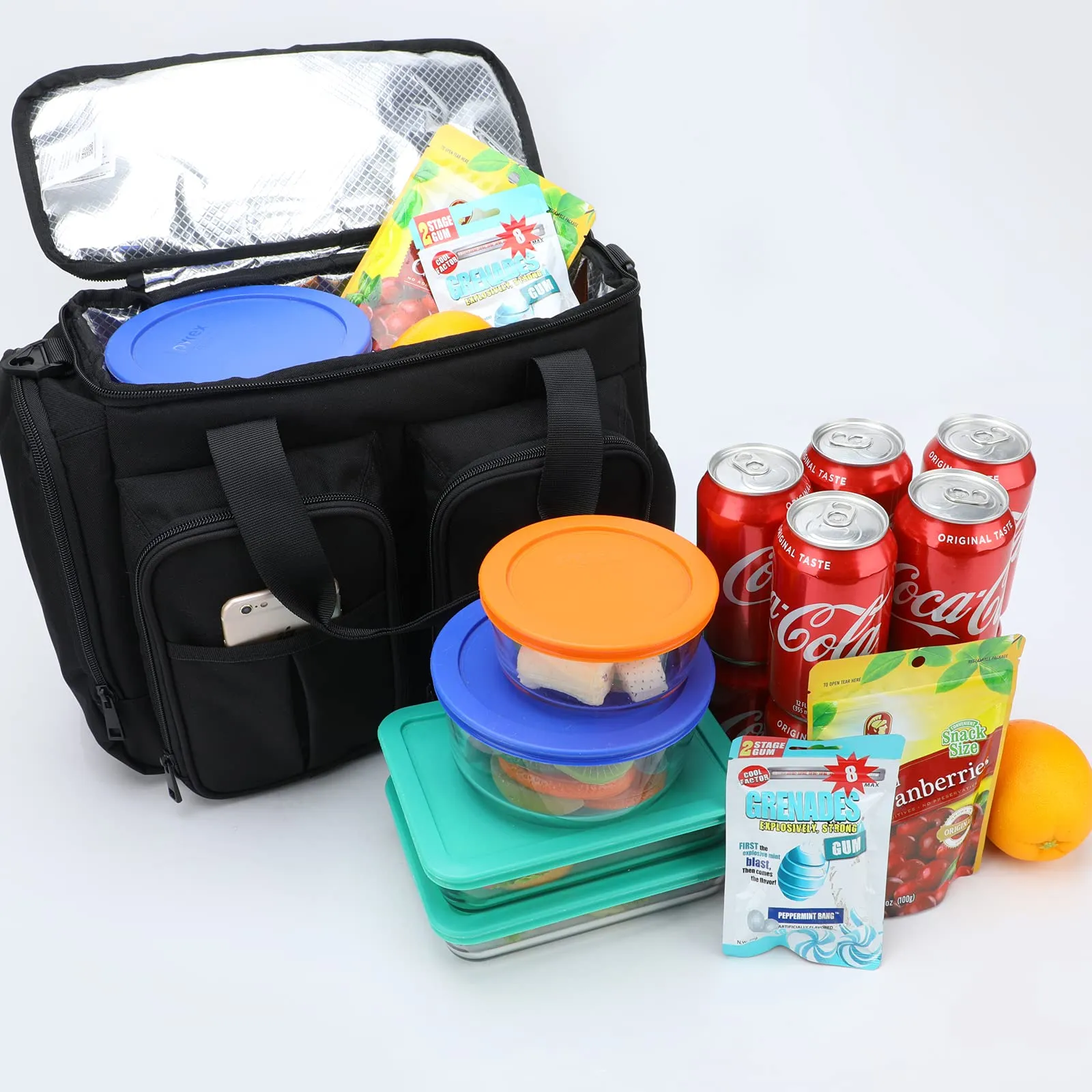 Large Insulated Lunch Cooler Bag with Multiple Pockets