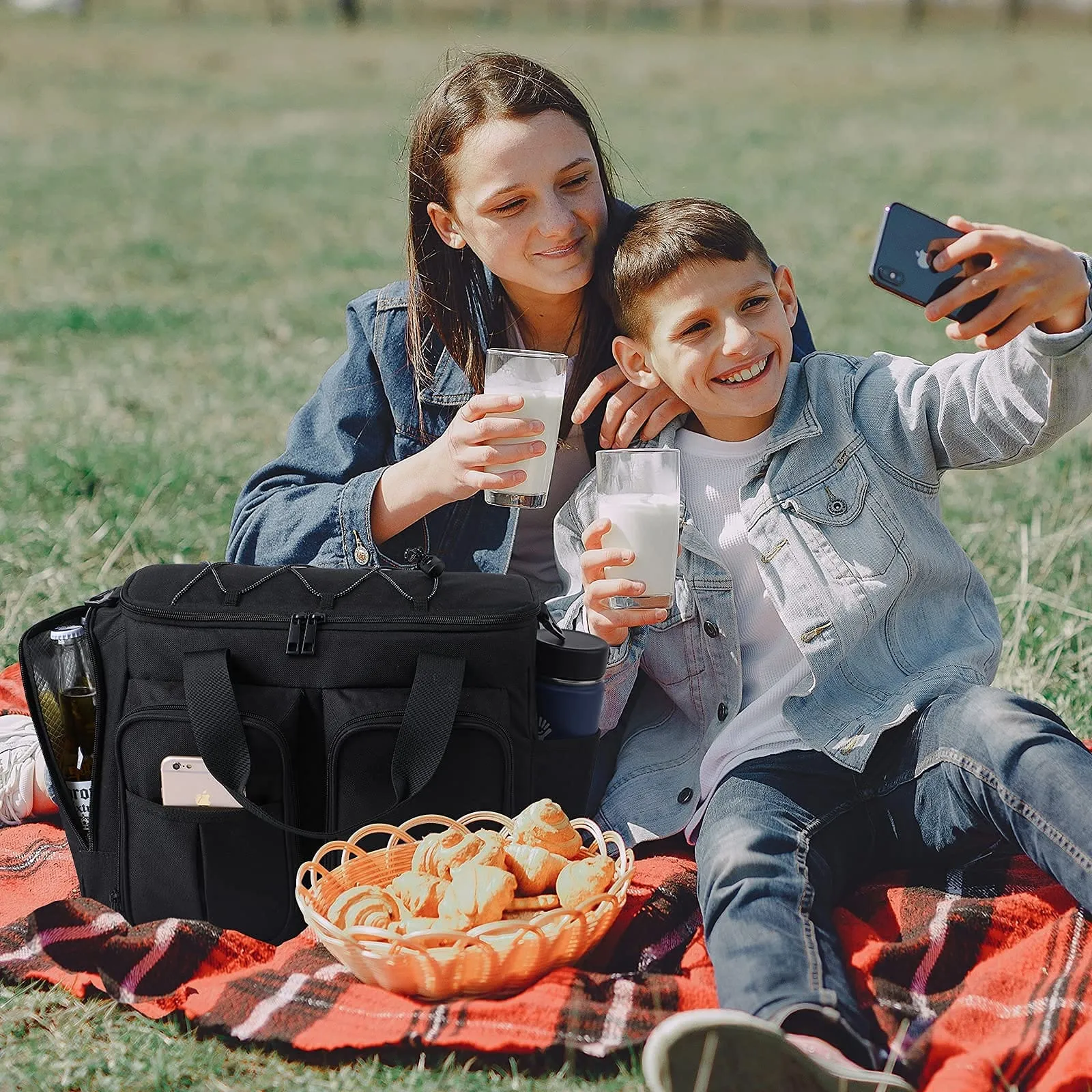 Large Insulated Lunch Cooler Bag with Multiple Pockets