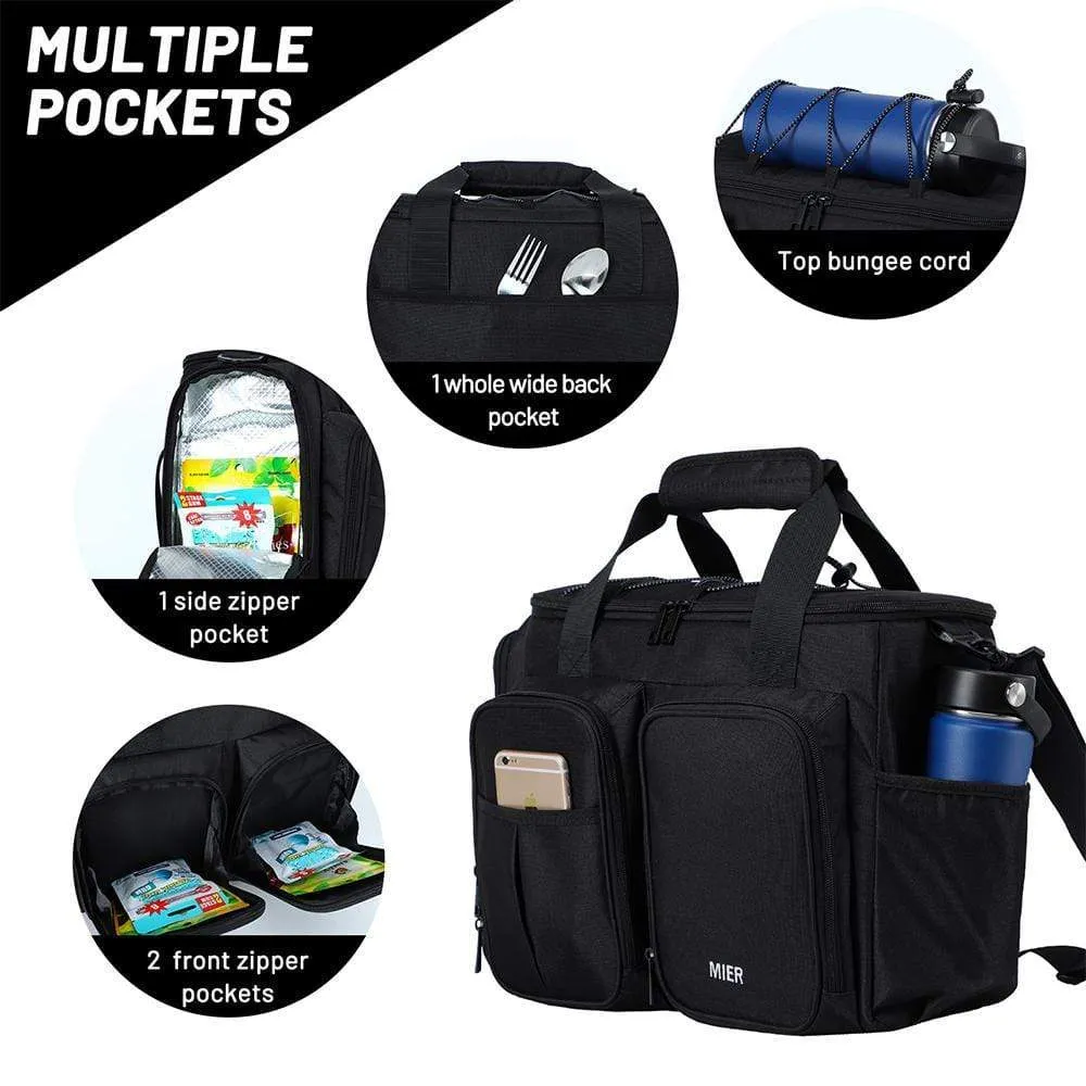 Large Insulated Lunch Cooler Bag with Multiple Pockets