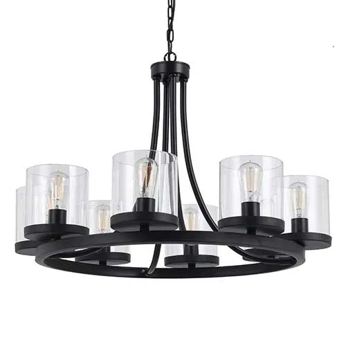 Largo 8 Light Black Modern Glass Uplight Pendant