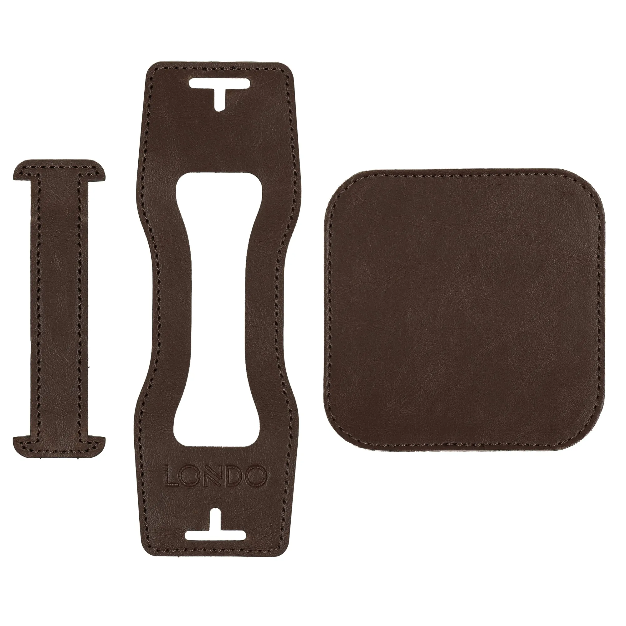 Londo Leather Coasters Set with Non-Slip Surface, Handcrafted Leather Cup Coaster, Beverage Square Coasters with Coaster Holder (Set of 6)
