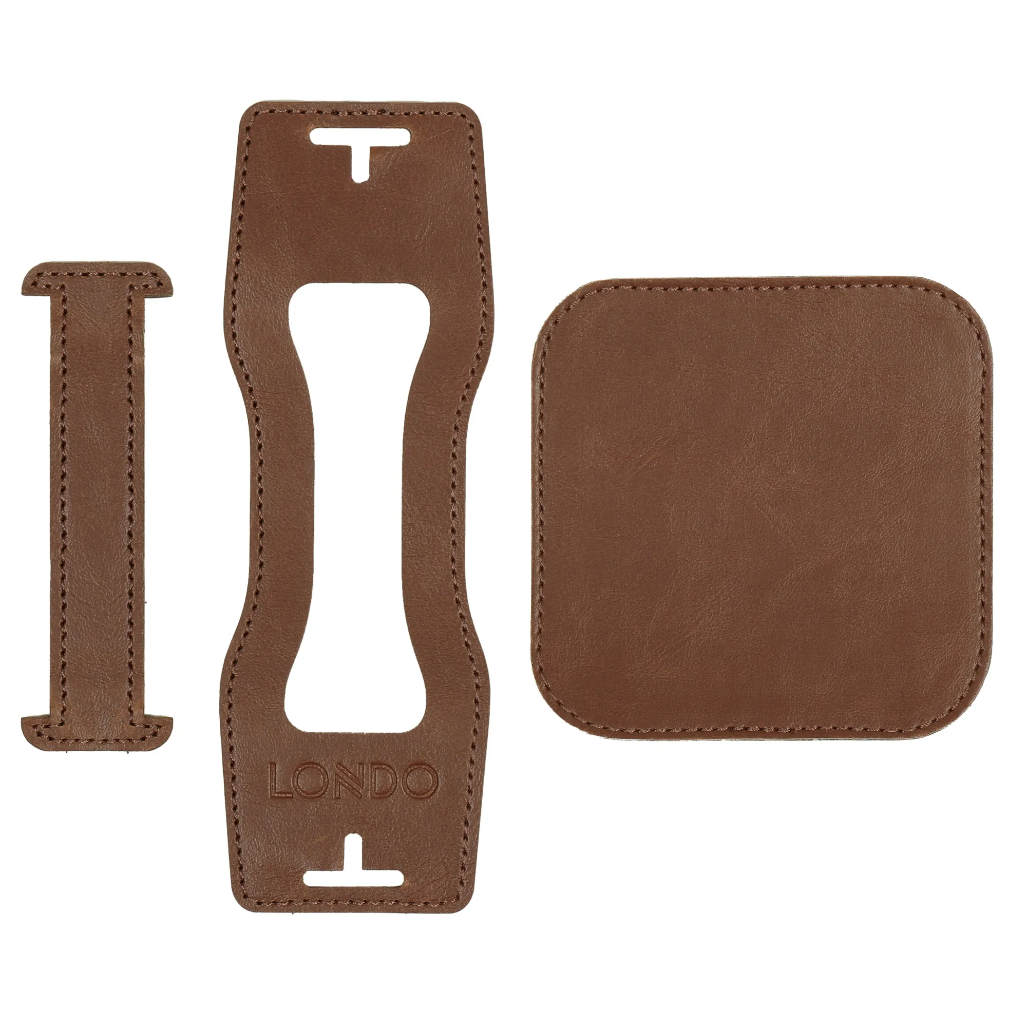 Londo Leather Coasters Set with Non-Slip Surface, Handcrafted Leather Cup Coaster, Beverage Square Coasters with Coaster Holder (Set of 6)