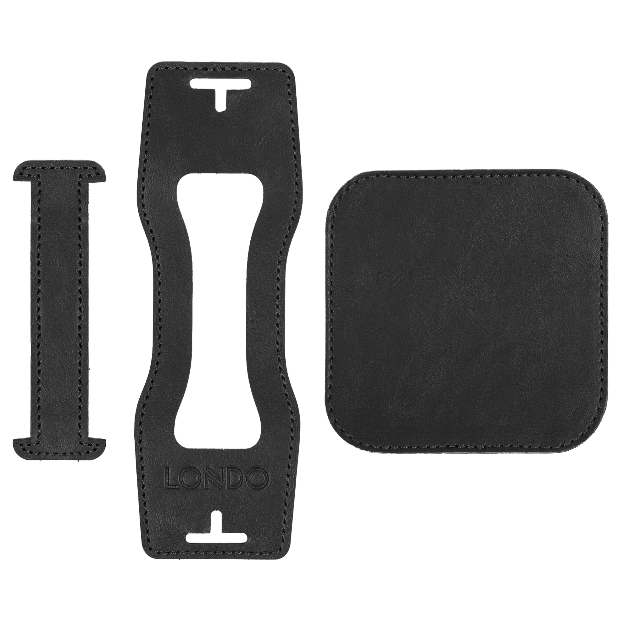 Londo Leather Coasters Set with Non-Slip Surface, Handcrafted Leather Cup Coaster, Beverage Square Coasters with Coaster Holder (Set of 6)