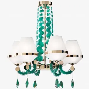 Luxury Murano Glass Art Deco 6 Arm Chandelier By Beby