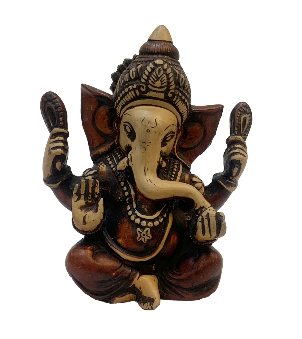 Maroon With Beige Raisin Ganesha Statue