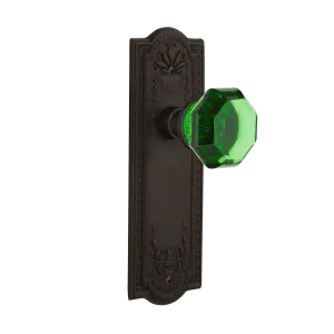 Meadows Long Plate with Emerald Waldorf Knob in Oil-Rubbed Bronze