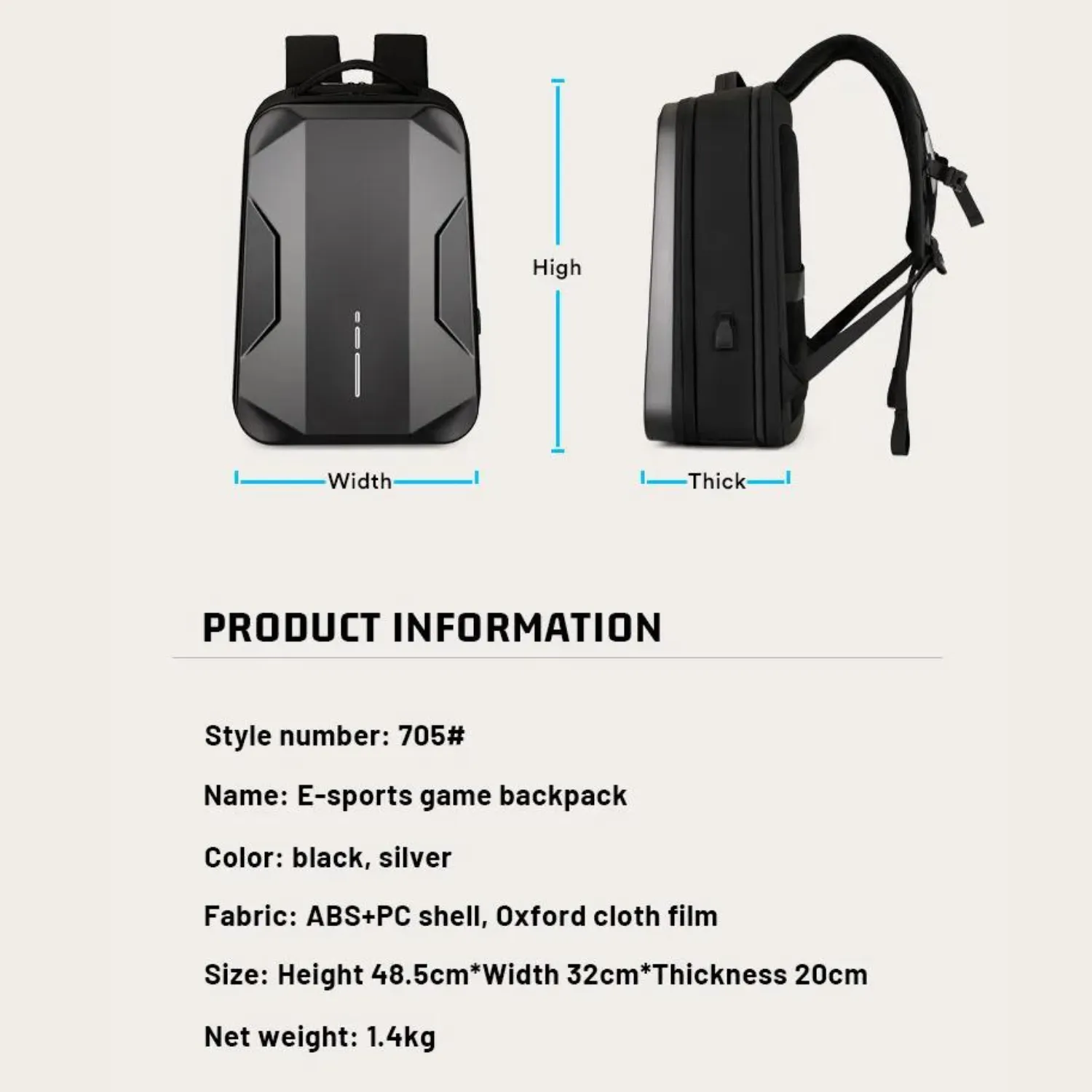 Modern 17.3-inch Hard Shell Business & eSports Laptop Backpack