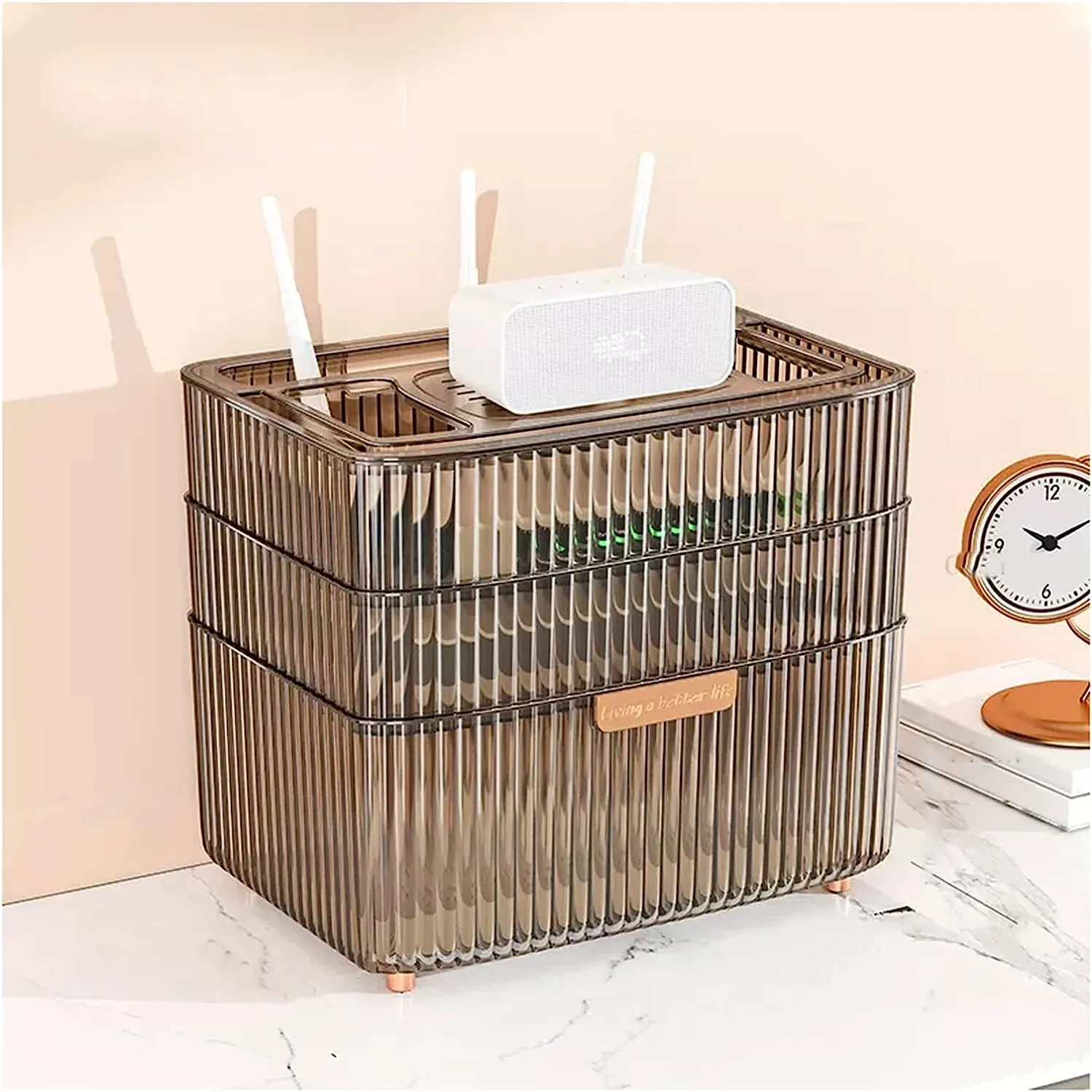 Multi-Purpose 3-Layer Organizer Wifi Router Storage Box Jl-6692 Clear