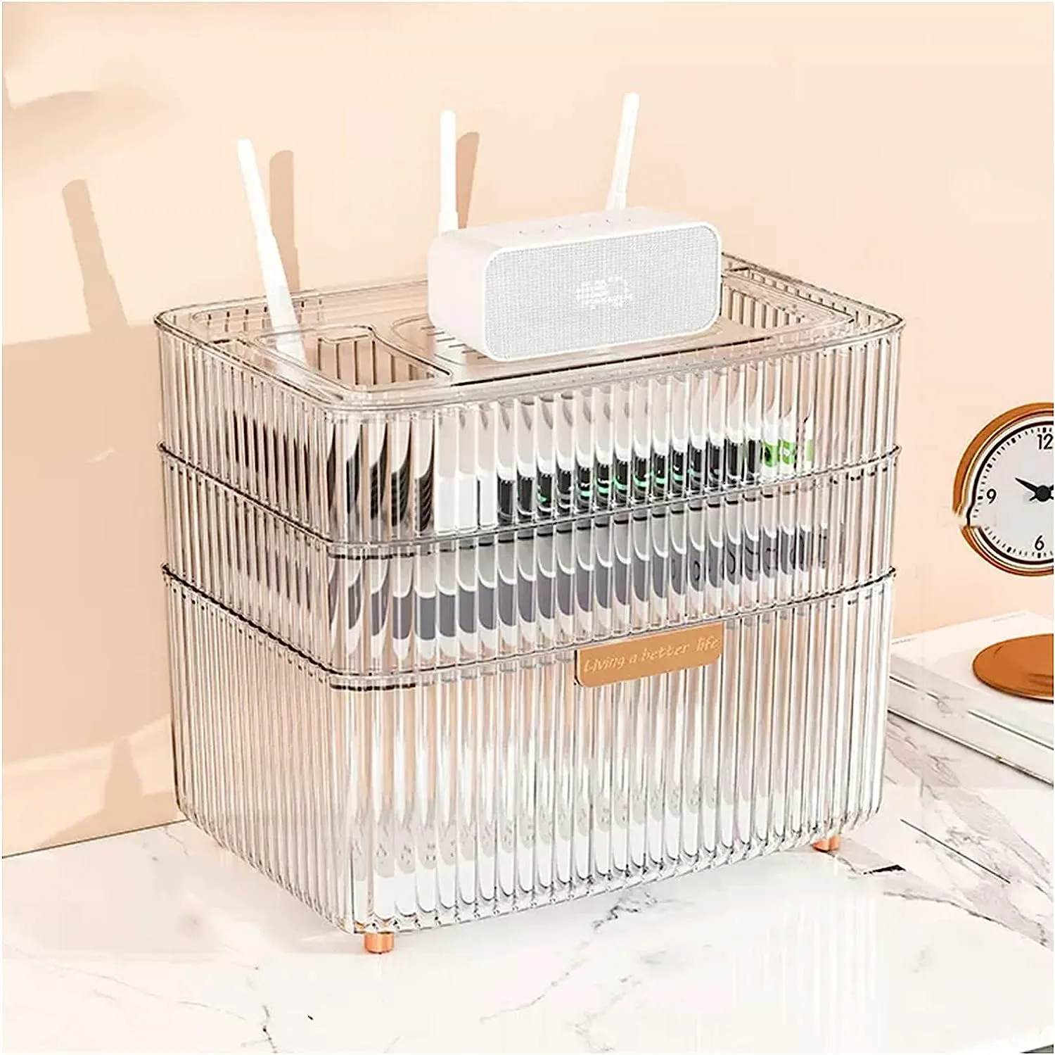 Multi-Purpose 3-Layer Organizer Wifi Router Storage Box Jl-6692 Clear