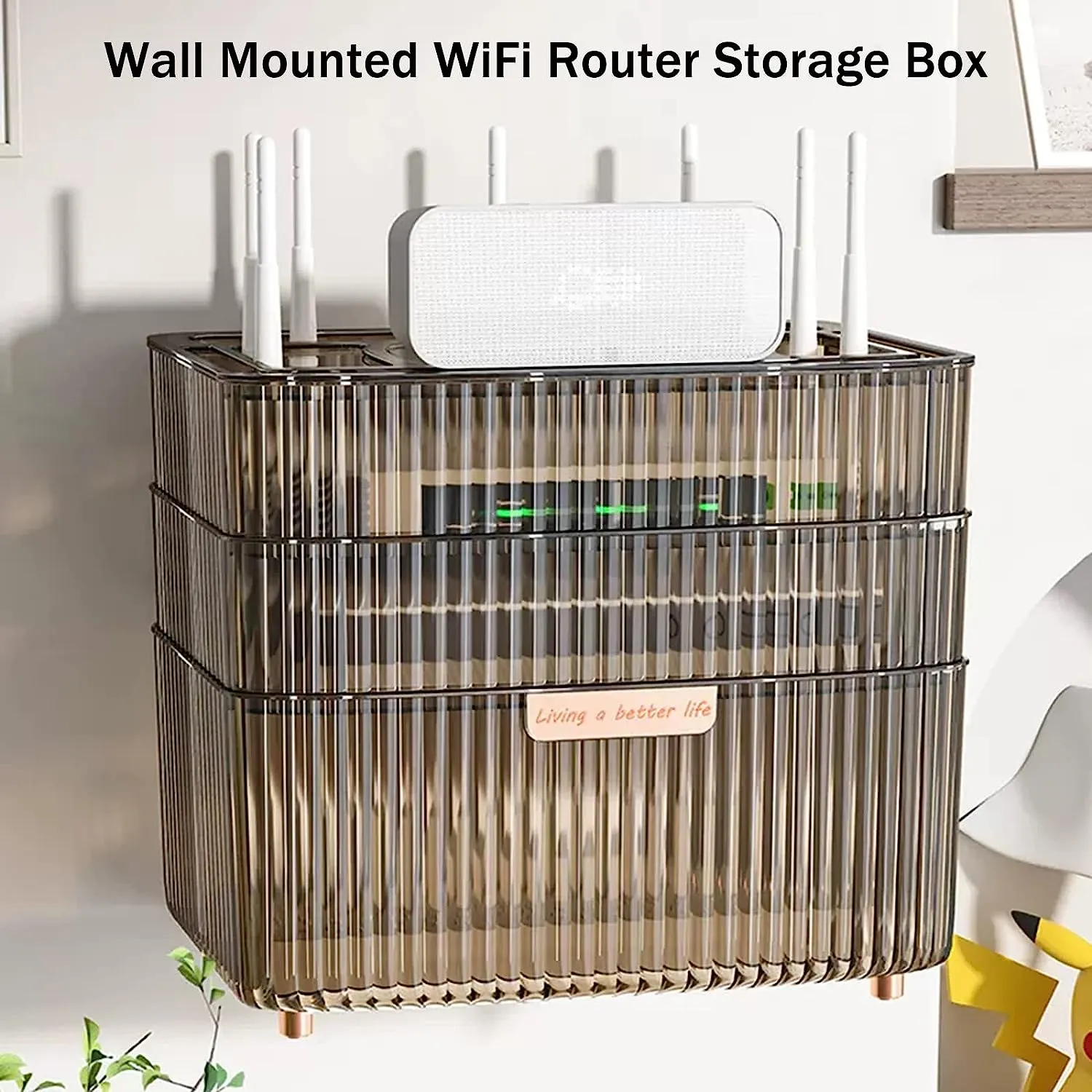 Multi-Purpose 3-Layer Organizer Wifi Router Storage Box Jl-6692 Clear