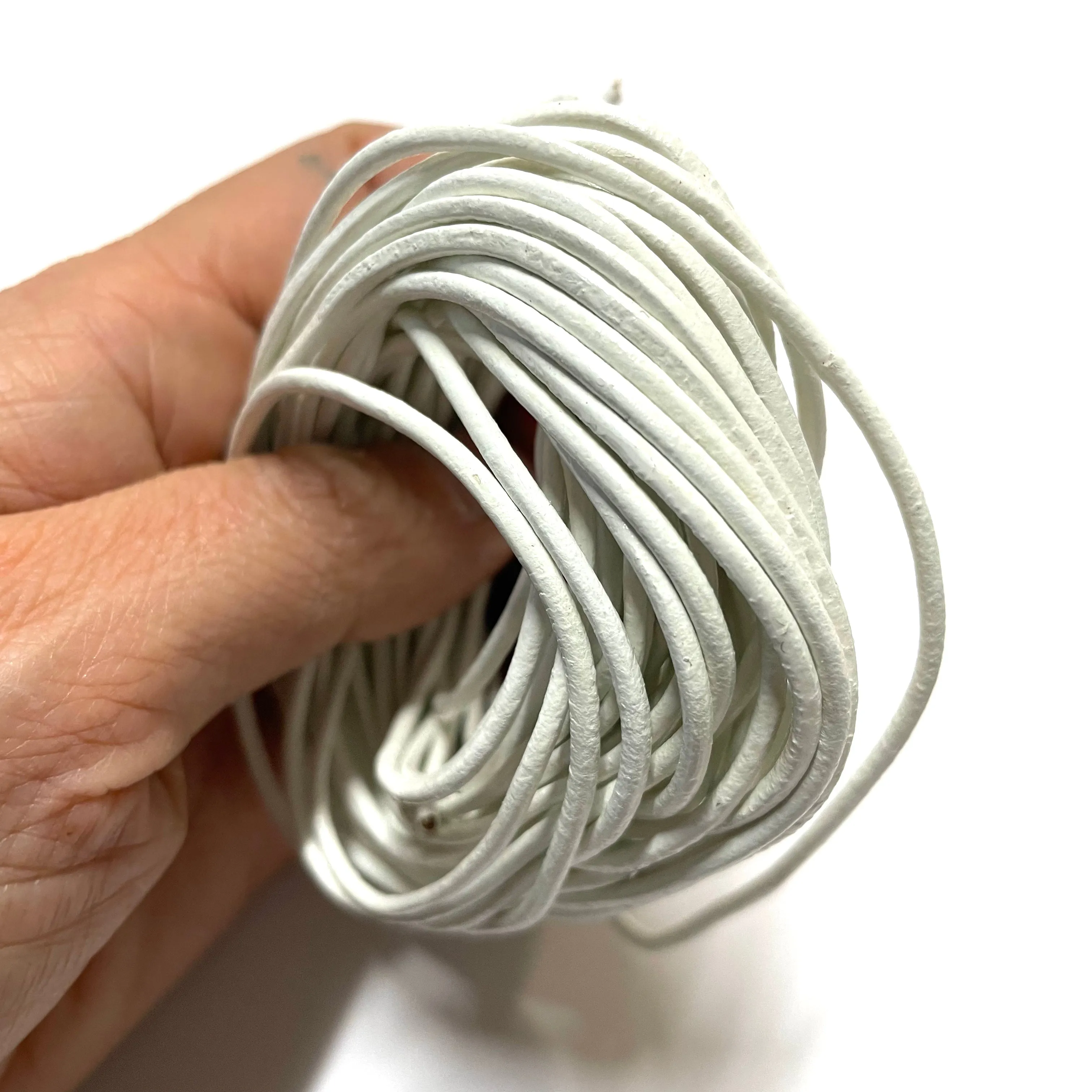Natural Genuine Leather Cord per 10mtrs - White 2mm