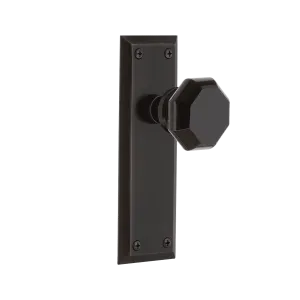 New York Long Plate with Black Waldorf Knob in Timeless Bronze