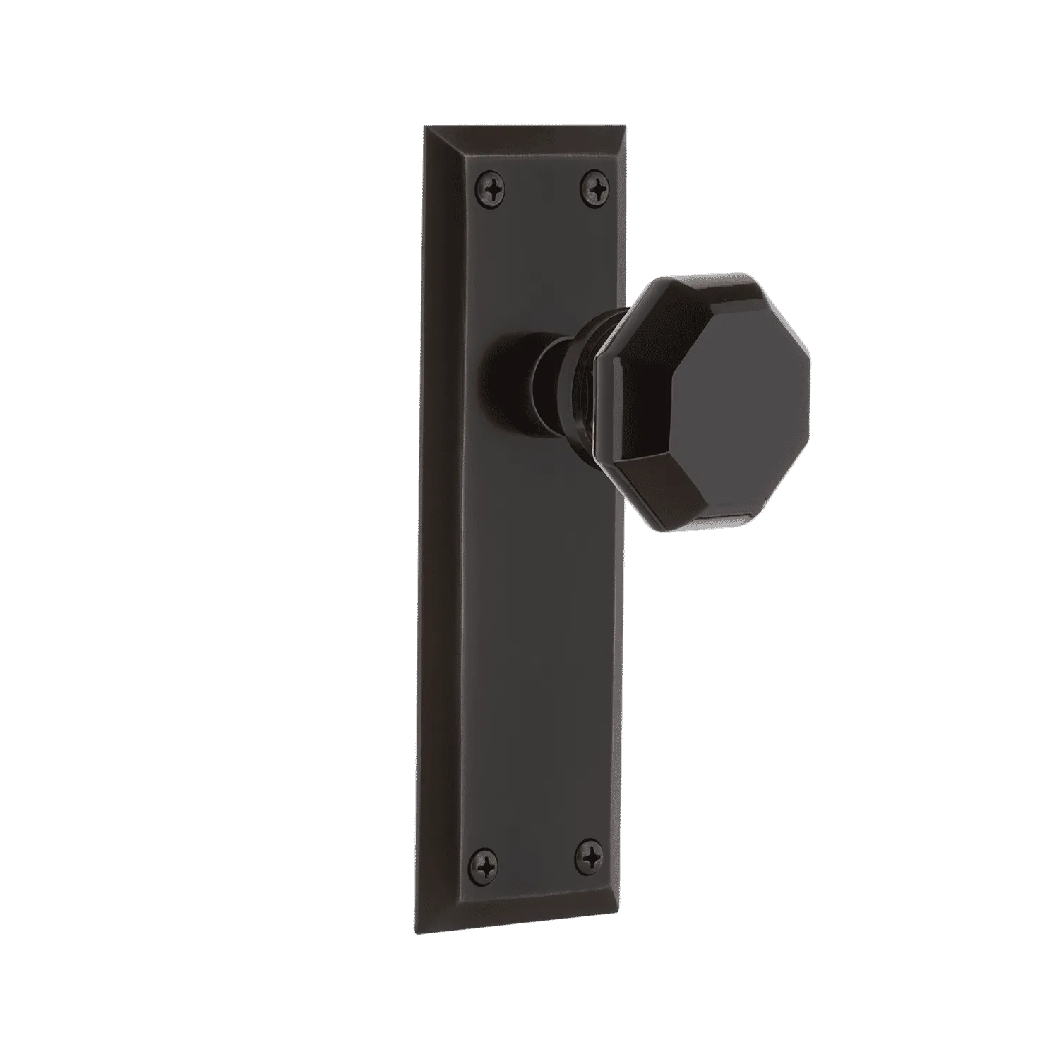 New York Long Plate with Black Waldorf Knob in Timeless Bronze