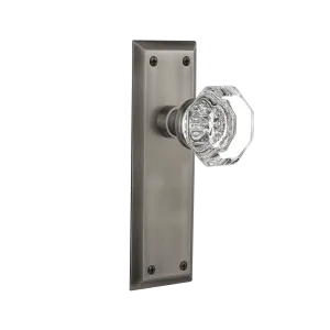 New York Long Plate with Waldorf Knob in Antique Pewter