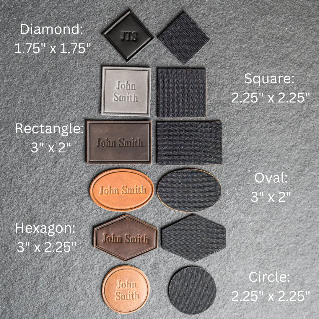 Personalized Leather Patches with optional velcro - Blank Patches or Personalized with Logo, Image, or Text