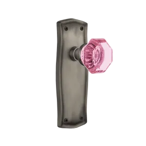 Prairie Long Plate with Pink Waldorf Knob in Antique Pewter