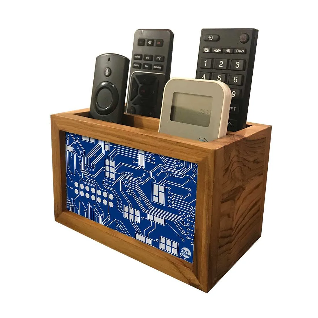 Remote Control Stand Holder Organizer For TV / AC Remotes -  Circuit Board Blue