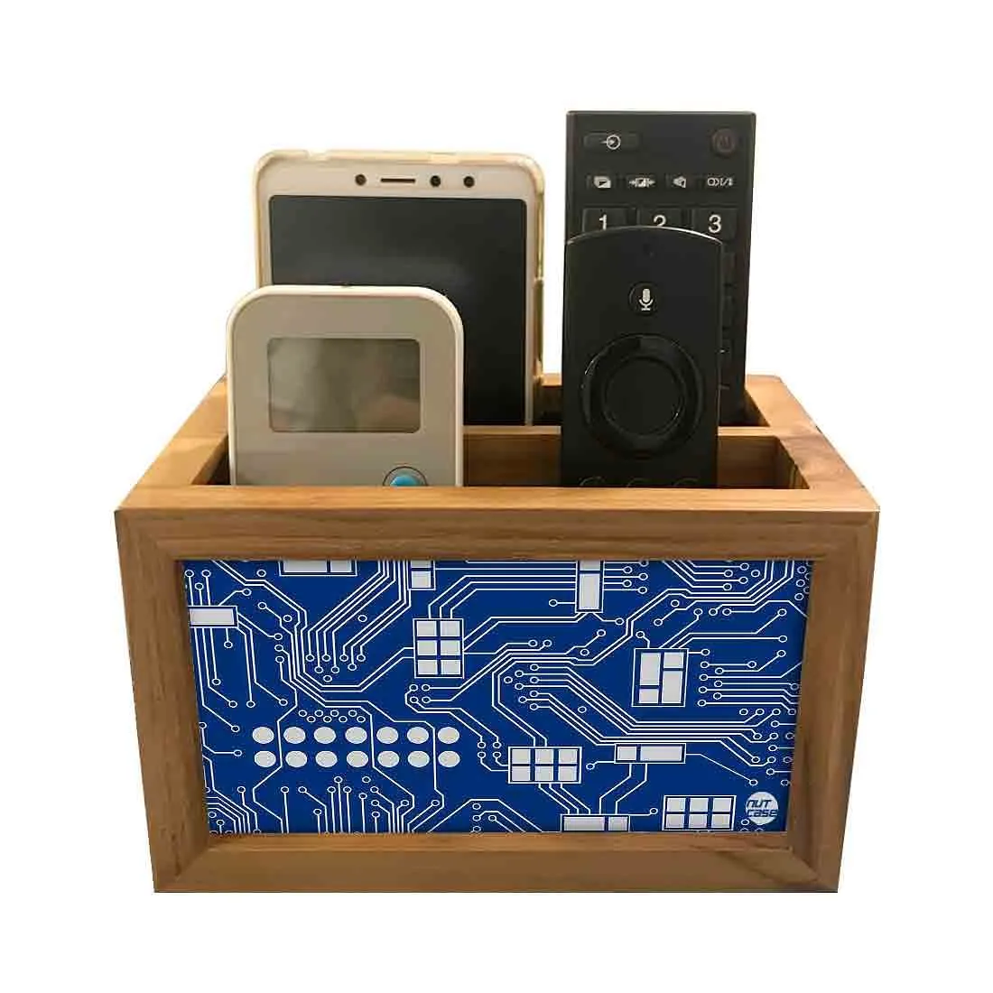 Remote Control Stand Holder Organizer For TV / AC Remotes -  Circuit Board Blue