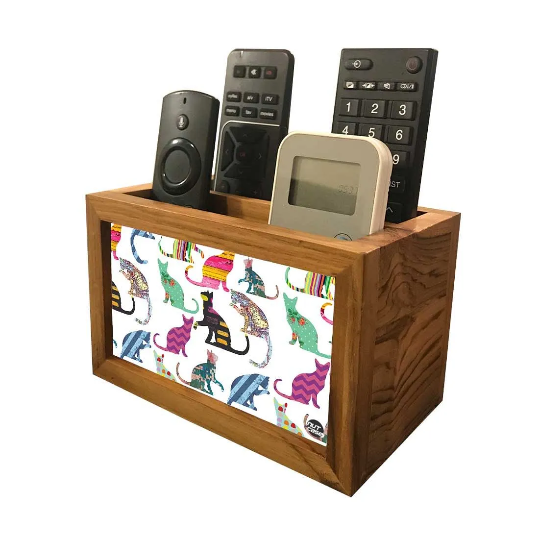 Remote Control Stand Holder Organizer For TV / AC Remotes -  Colorful Cats