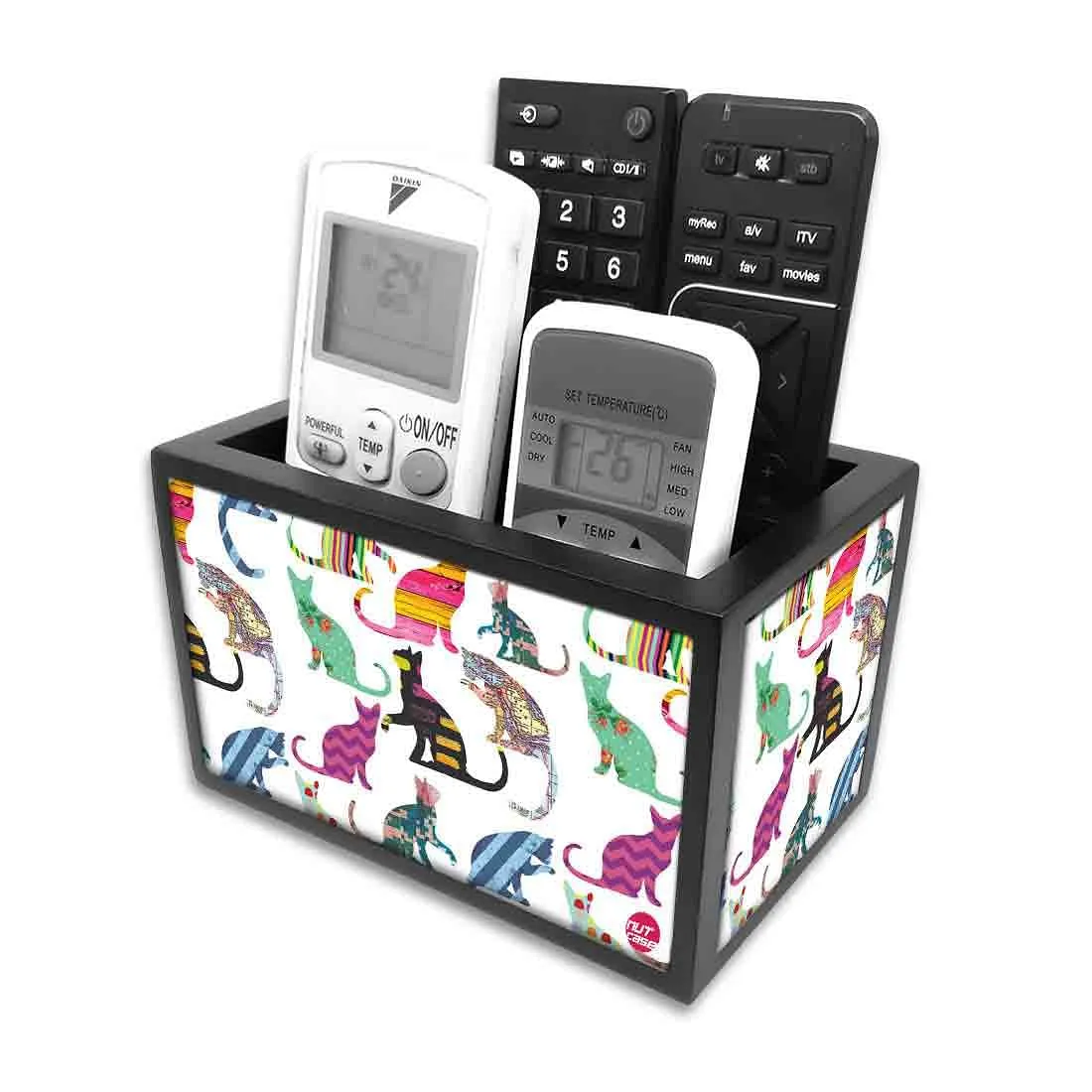 Remote Control Stand Holder Organizer For TV / AC Remotes -  Colorful Cats