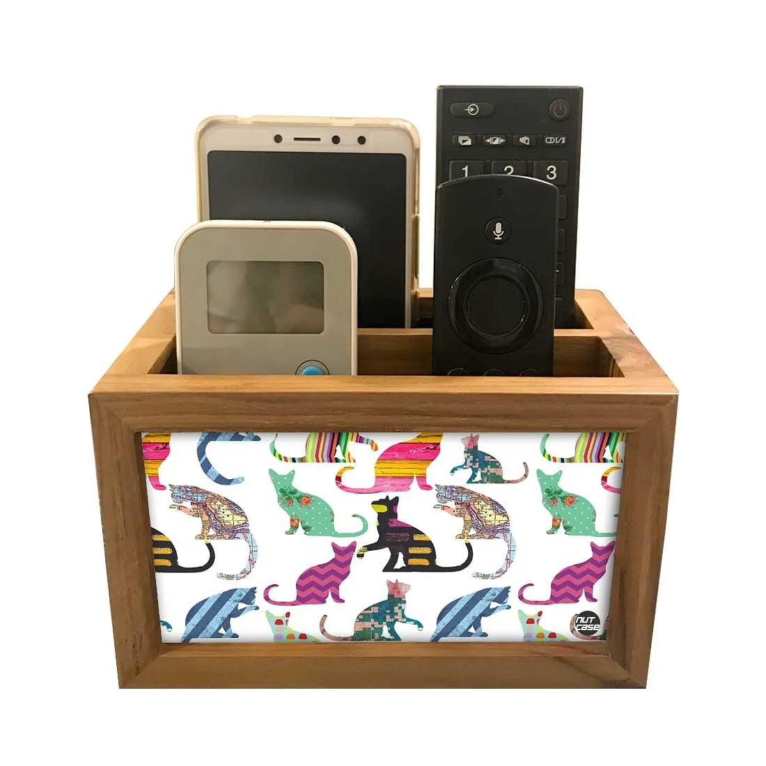 Remote Control Stand Holder Organizer For TV / AC Remotes -  Colorful Cats