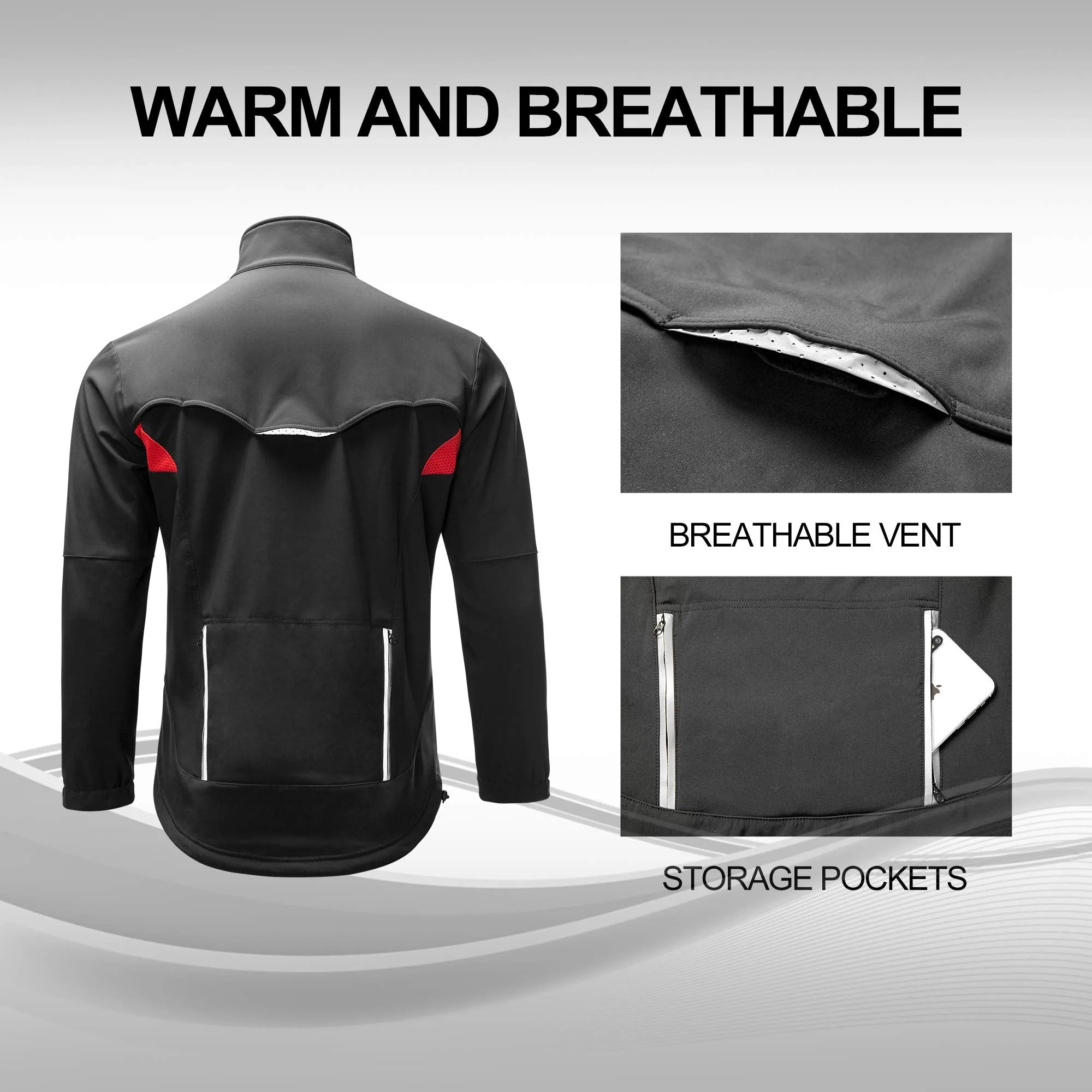 ROCKBROS Winter Cycling Jacket Thermal Fleece Windproof Jacket Running Biking Hiking