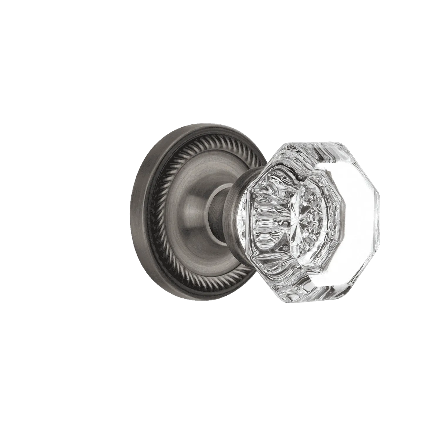 Rope Rosette with Waldorf Knob in Antique Pewter