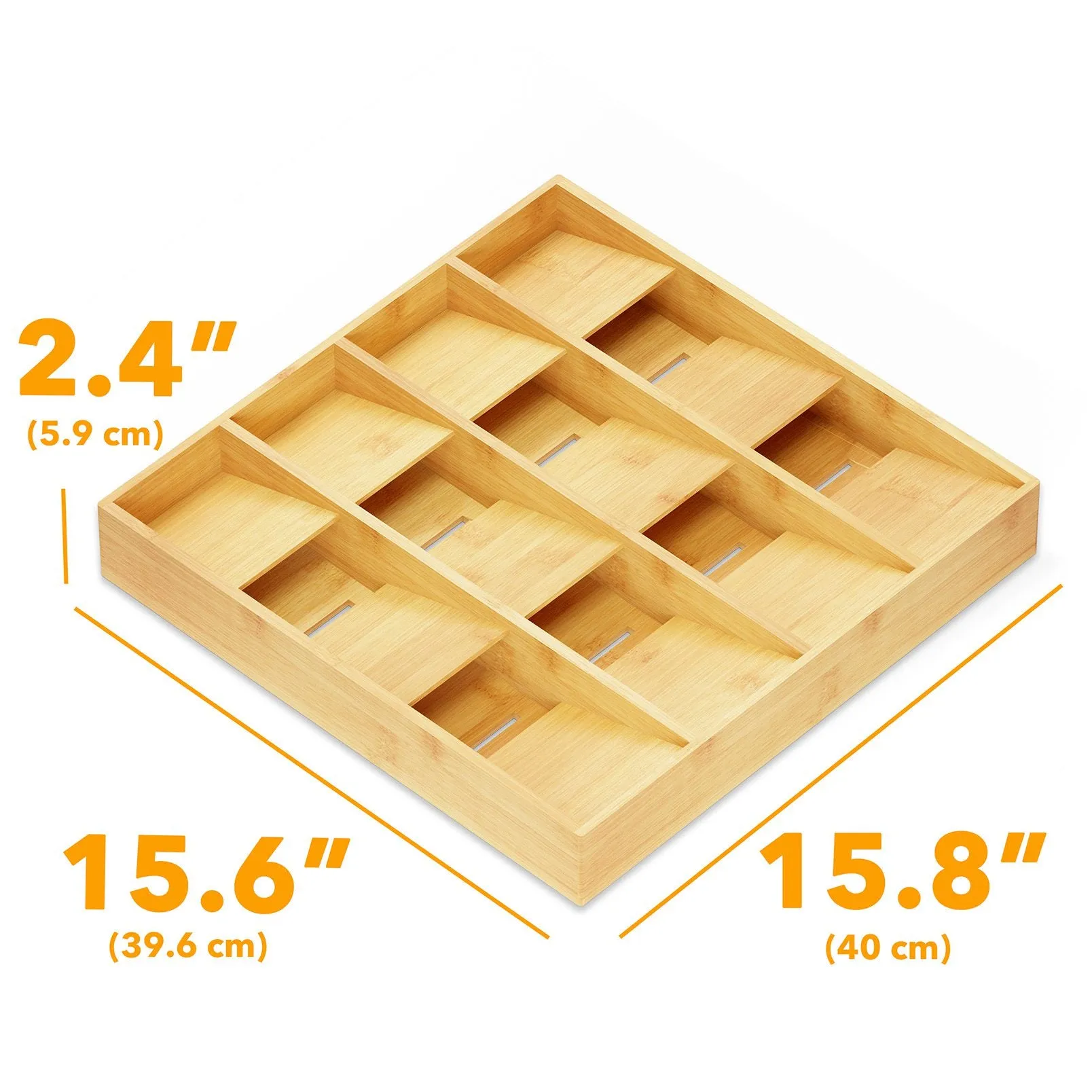 SpaceAid Bamboo Utensil Drawer Organizer with Labels, 12 Slots