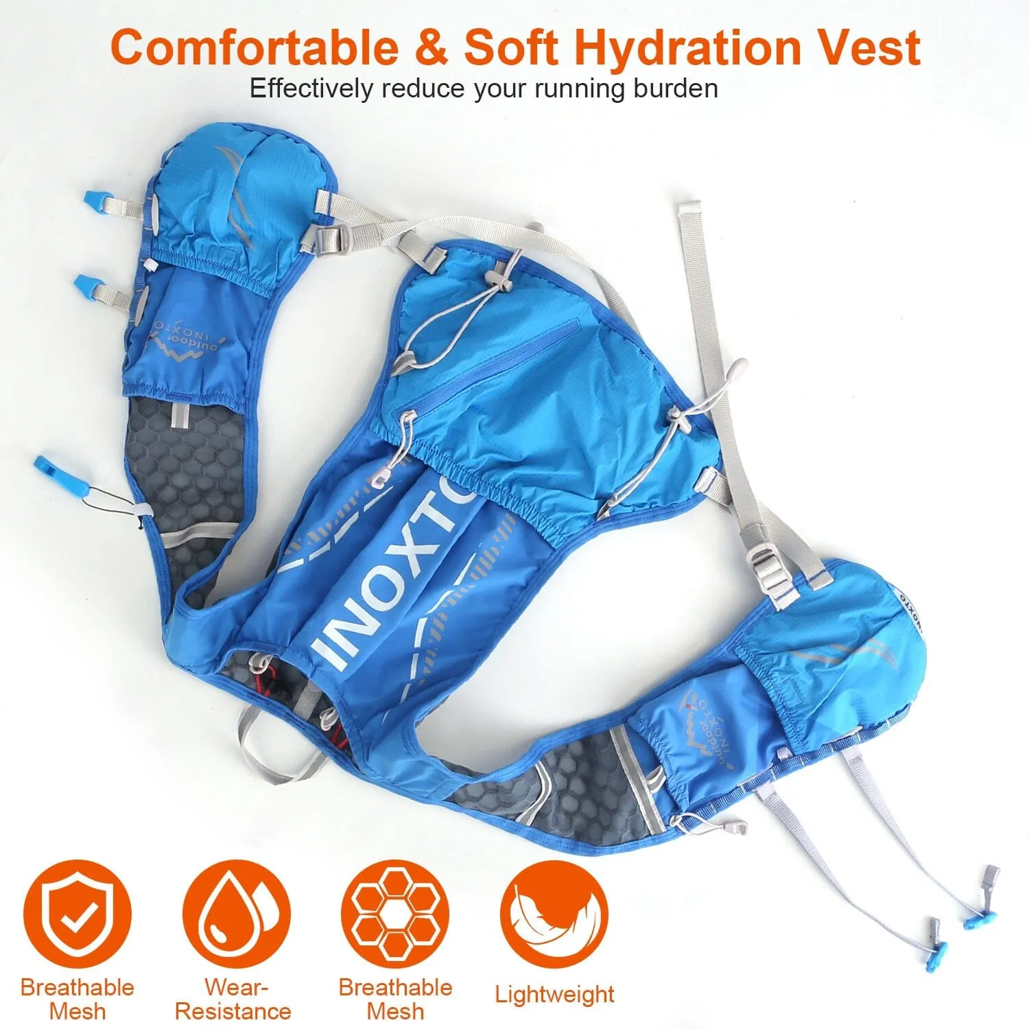Sport Hydration Vest Running Backpack with 15oz, 50oz Water Bladder