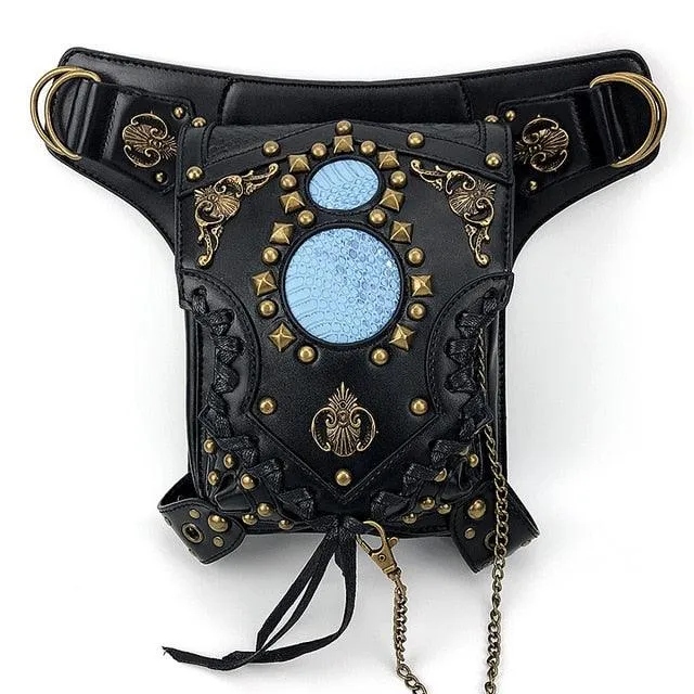 Steampunk Leather Waist Leg Bag