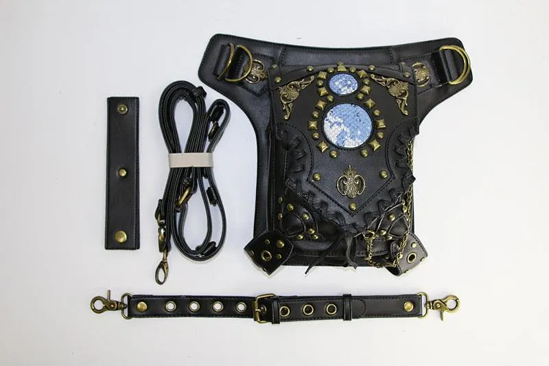 Steampunk Leather Waist Leg Bag