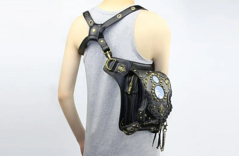 Steampunk Leather Waist Leg Bag
