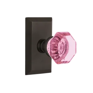 Studio Short Plate with Pink Waldorf Knob in Oil-Rubbed Bronze