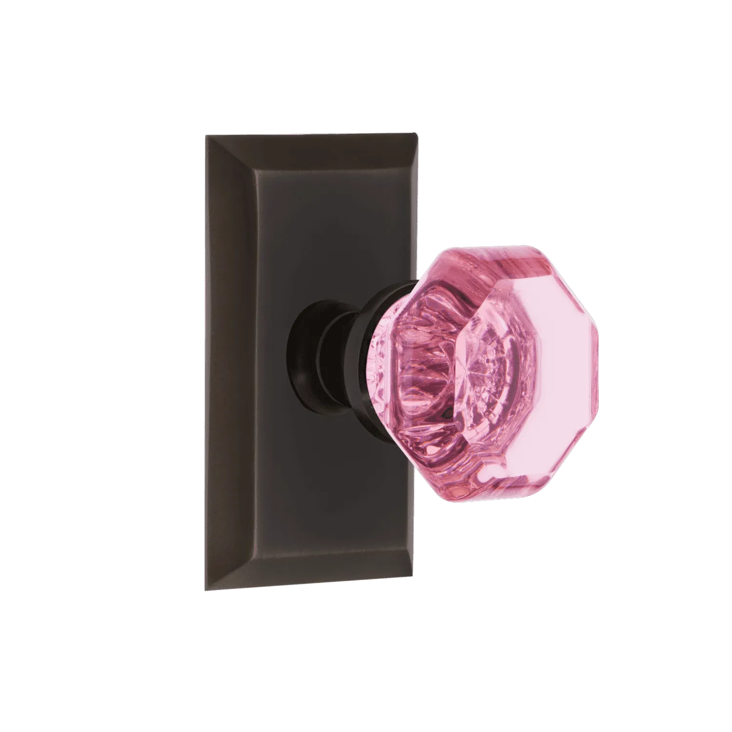Studio Short Plate with Pink Waldorf Knob in Timeless Bronze