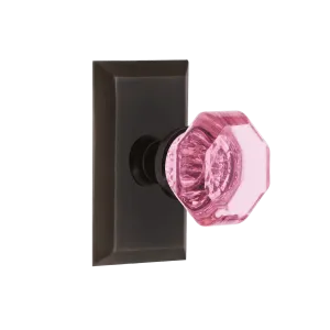 Studio Short Plate with Pink Waldorf Knob in Timeless Bronze