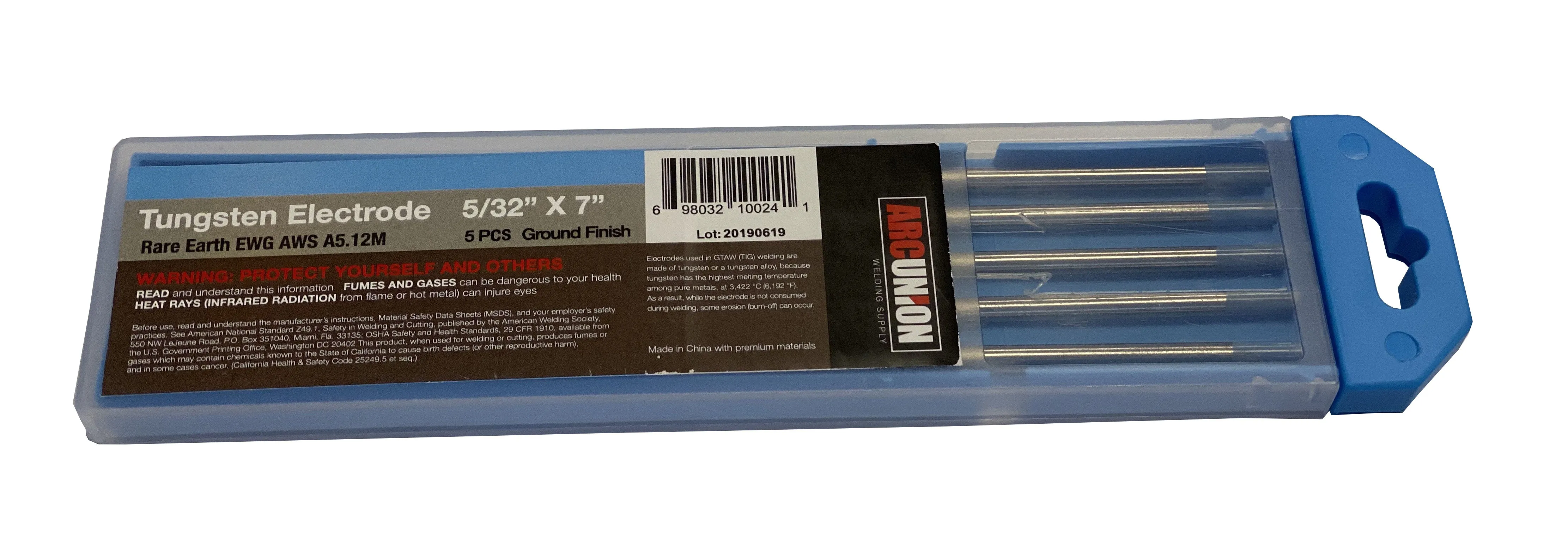 TIG Welding Tungsten Rod Electrodes Rare Earth Blend 5/32” x 7” (Blue)