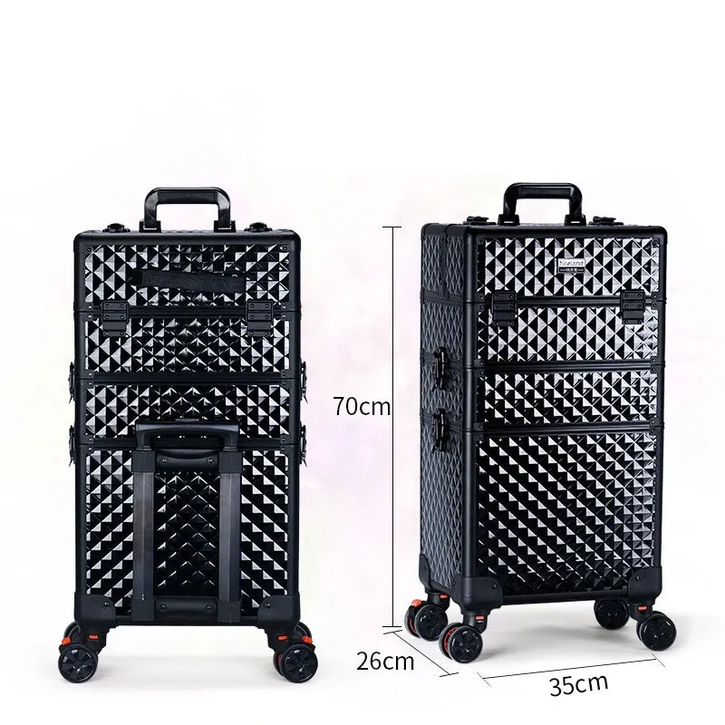Trolley Makeup Organizer 
Aluminum Rolling Case 4 in 1 
Cosmetic Case Hairdresser Cosmetic Makeup box