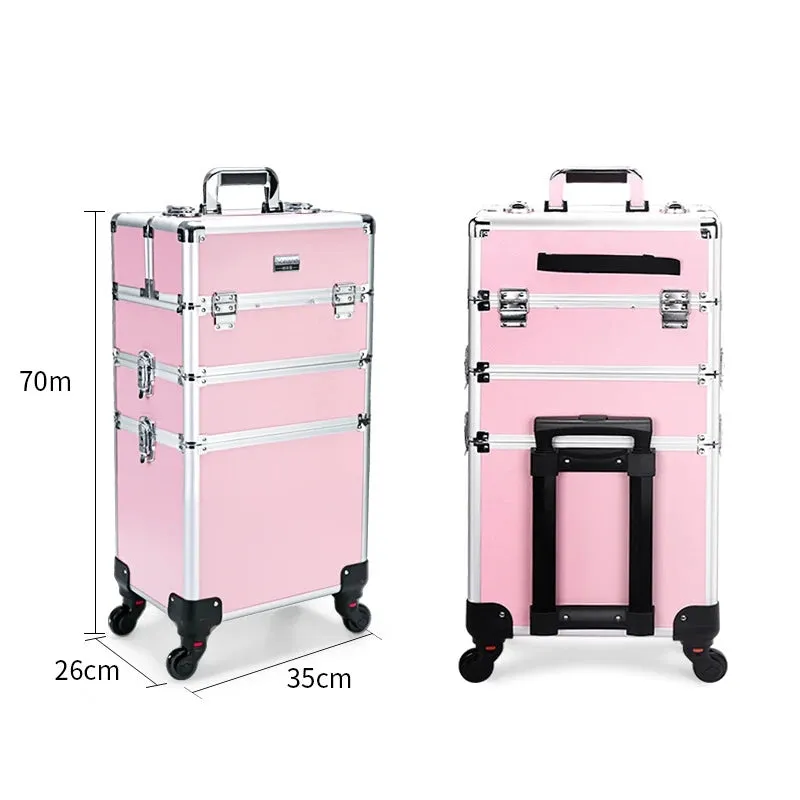 Trolley Makeup Organizer 
Aluminum Rolling Case 4 in 1 
Cosmetic Case Hairdresser Cosmetic Makeup box