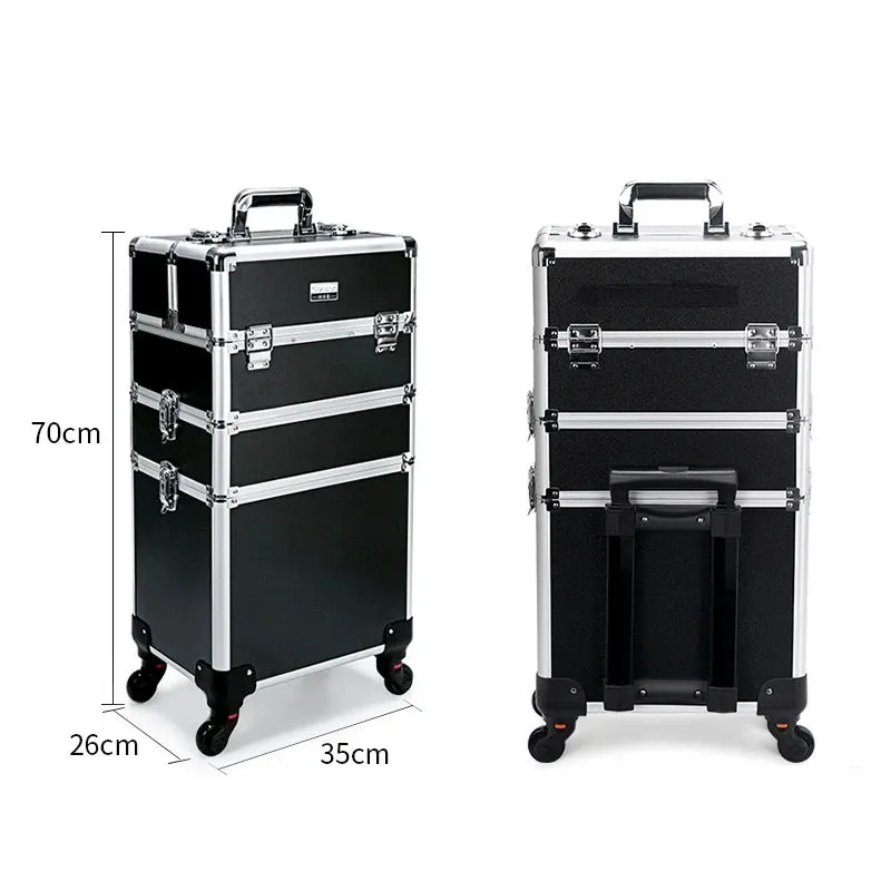 Trolley Makeup Organizer 
Aluminum Rolling Case 4 in 1 
Cosmetic Case Hairdresser Cosmetic Makeup box