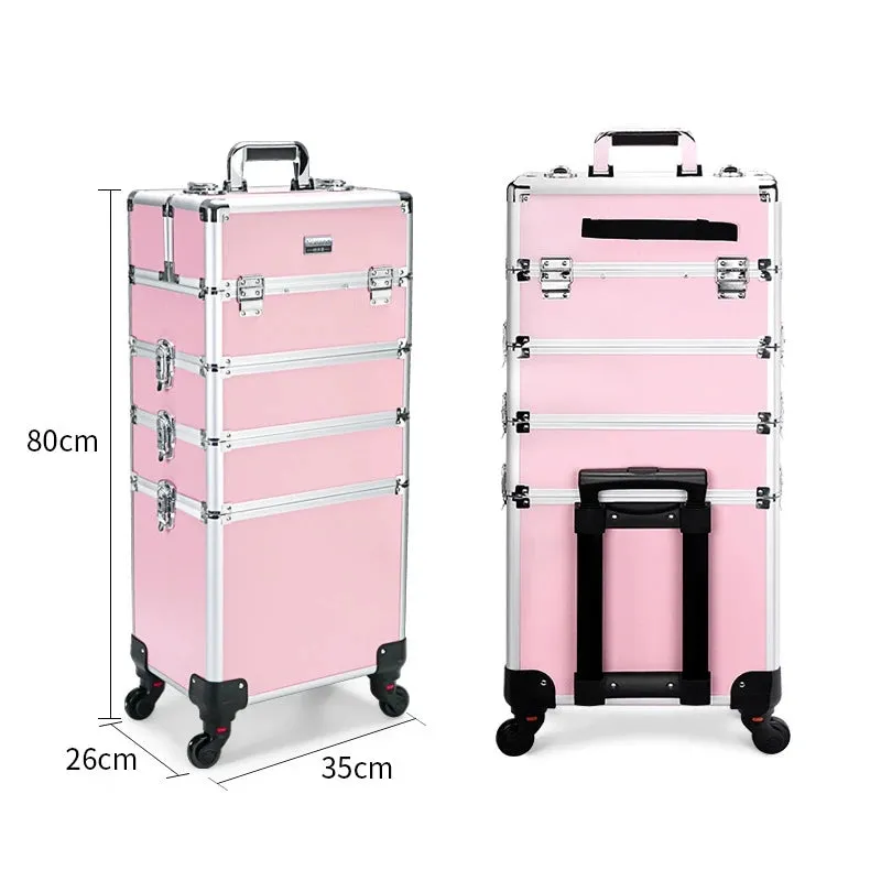 Trolley Makeup Organizer 
Aluminum Rolling Case 4 in 1 
Cosmetic Case Hairdresser Cosmetic Makeup box