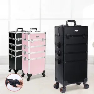 Trolley Makeup Organizer 
Aluminum Rolling Case 4 in 1 
Cosmetic Case Hairdresser Cosmetic Makeup box