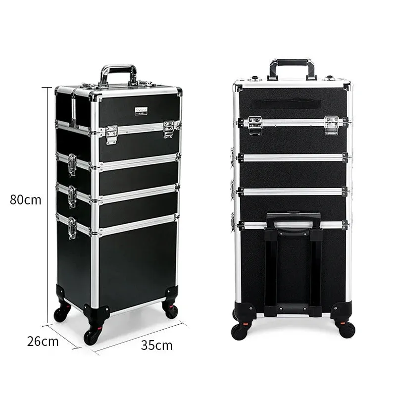 Trolley Makeup Organizer 
Aluminum Rolling Case 4 in 1 
Cosmetic Case Hairdresser Cosmetic Makeup box