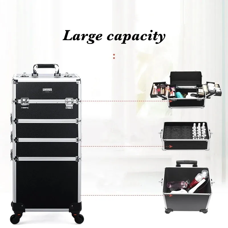 Trolley Makeup Organizer 
Aluminum Rolling Case 4 in 1 
Cosmetic Case Hairdresser Cosmetic Makeup box