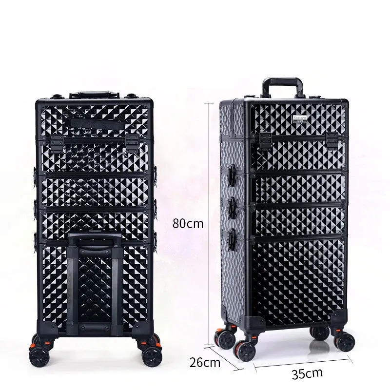 Trolley Makeup Organizer 
Aluminum Rolling Case 4 in 1 
Cosmetic Case Hairdresser Cosmetic Makeup box