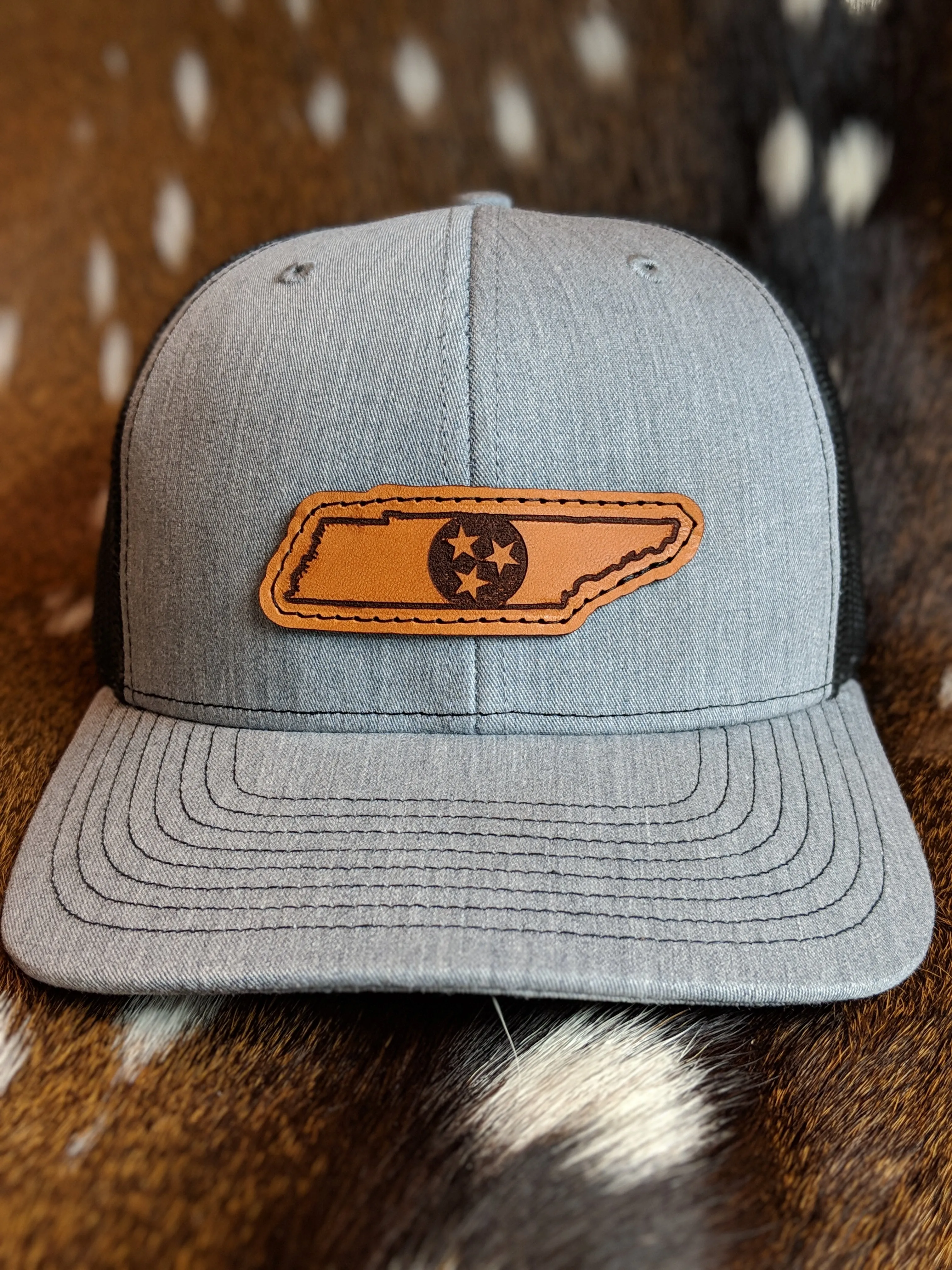 Unisex Custom Leather Patch Snapback Trucker Hat
