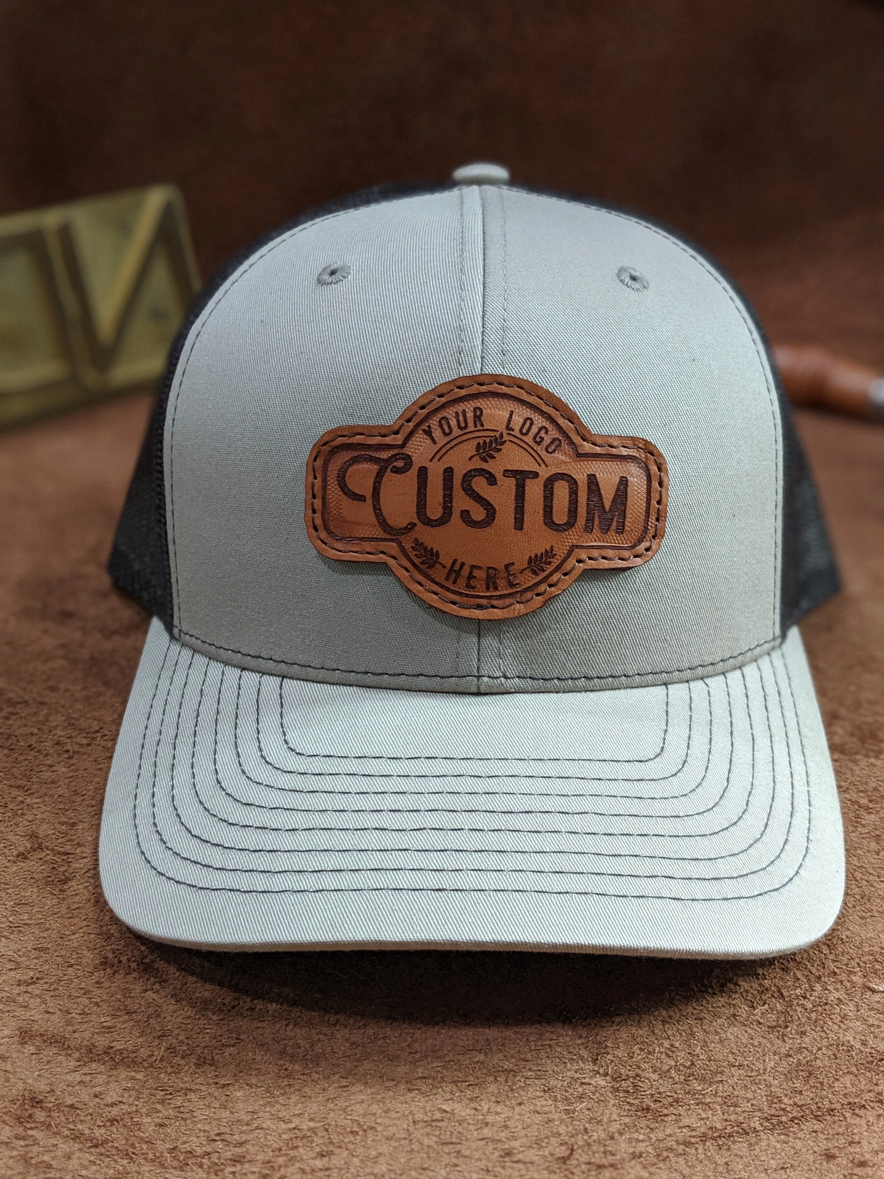 Unisex Custom Leather Patch Snapback Trucker Hat