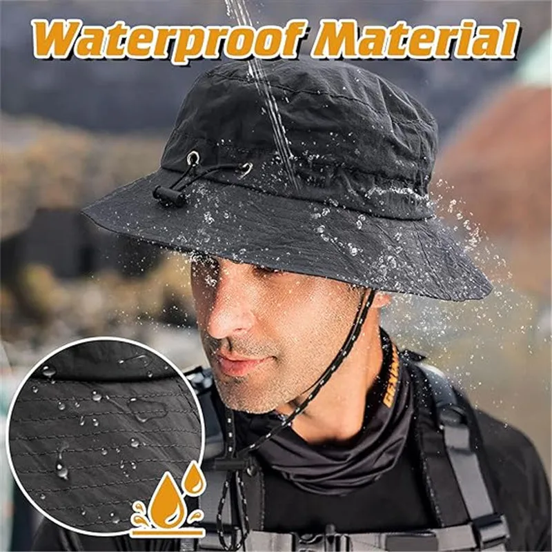 UPF 50  Sun Fishing Hats Wide Brim Bucket Waterproof  UV Protection