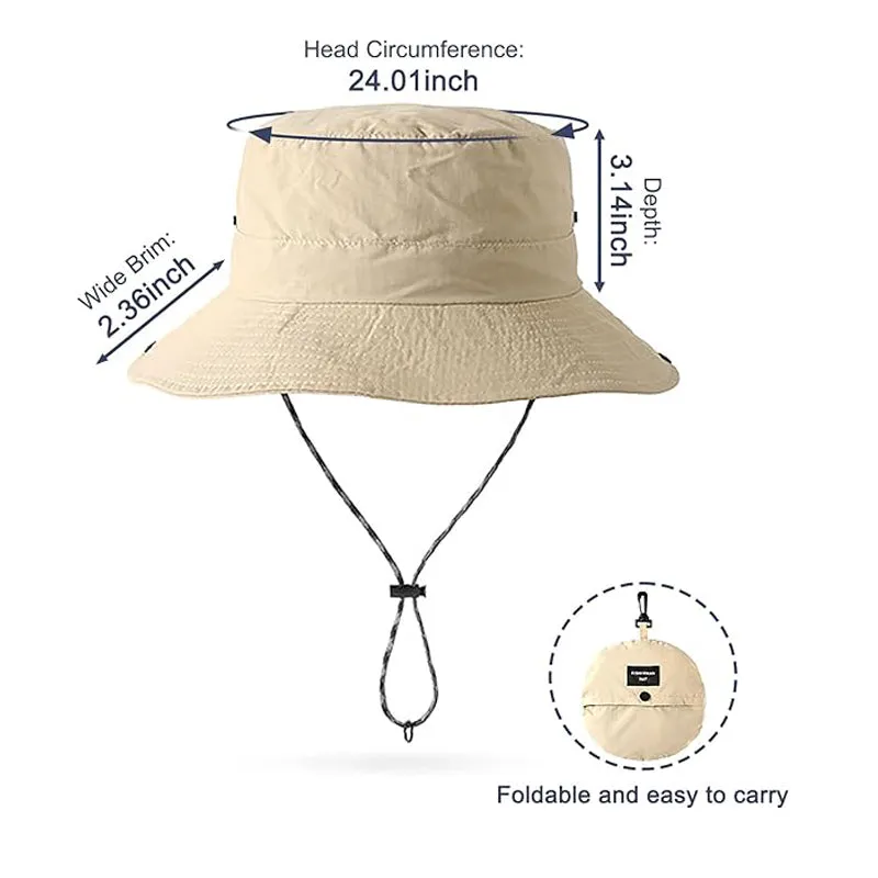 UPF 50  Sun Fishing Hats Wide Brim Bucket Waterproof  UV Protection