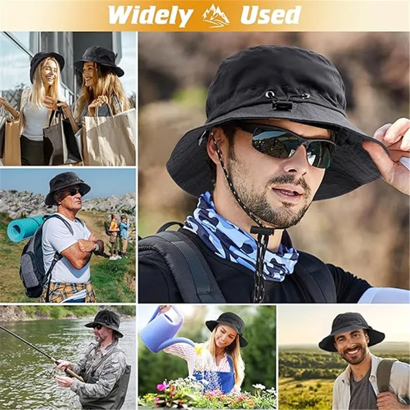 UPF 50  Sun Fishing Hats Wide Brim Bucket Waterproof  UV Protection
